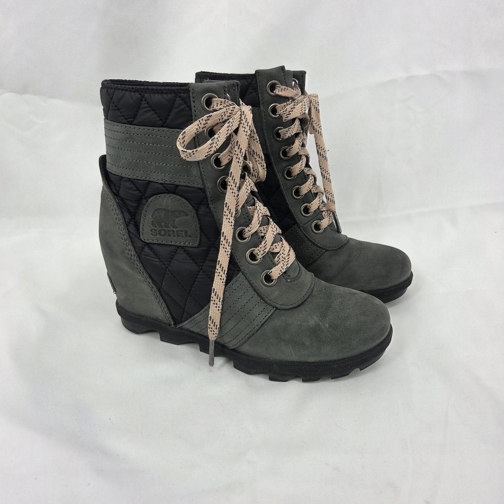 Sorel Lexie Waterproof Wedge Boots in Camp Dark Slate 6
